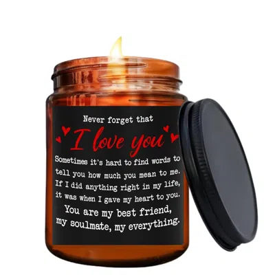 Lovery I Love You Candle - 10oz Lavender Scented Soy Wax Candle In Brown