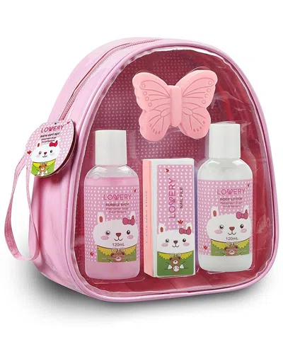 Lovery Kids Bubble Bath 5 Piece Set, Watermelon Body Care Package In Pink