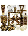 Lovery Leopard Design 17pc Bath And Body Care Set, Luxury Relaxing Home Spa Gift In Leopard