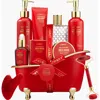 Lovery Luxe 11pc Bath And Body Set With Perfume, Jade Roller, Gua Sha & More In Red Rose/gold