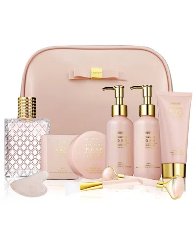 LOVERY LOVERY LUXURY ENCHANTED ROSE BATH & BODY BEAUTY KIT WITH LEATHER BAG