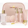 Lovery Luxury Enchanted Rose Bath & Body Beauty Kit With Leather Bag, Jade Roller & More In Light Pink/gold
