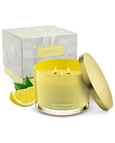 Lovery Luxury Lemon Bergamot 3-wick Decorated Home Candle Gift Set In Multicolor