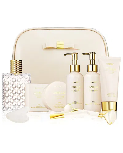 Lovery Luxury Spa Kit Premium Vanilla Bath & Body In Leather Bag In White
