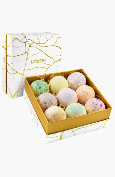 Lovery Marble Bath Bombs 9-piece Set In White/gold