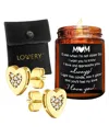 LOVERY LOVERY MOTHER'S DAY 14K GOLD PLATED HEART EARRING WITH POUCH & MOM LOVE CANDLE
