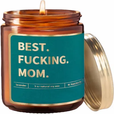 Lovery Mothers Day Lavender Scented "best Fucking Mom" Soy Candle In Brown