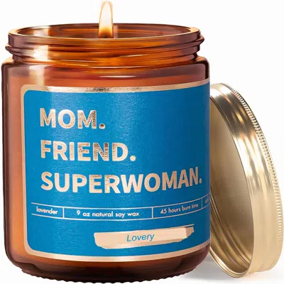 Lovery Mothers Day Lavender Scented Soy Wax Candle "mom, Friend, Superwoman" In Brown