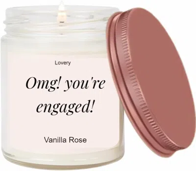 Lovery Omg! You're Engaged, Vanilla Rose Scented Soy Wax Candle In Neutral