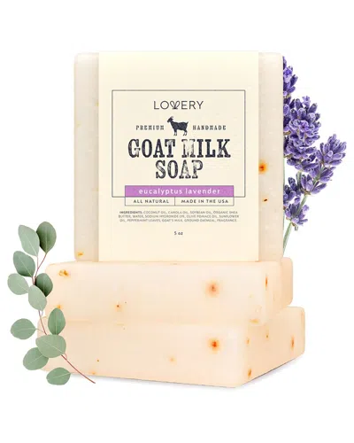 Lovery Pack Of 3 Eucalyptus Lavender Handmade Goat Milk Soap Bars In Multi