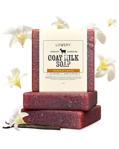 Lovery Pack Of 3 Moroccan Vanilla Handmade Goat Milk Soap Bars In Red
