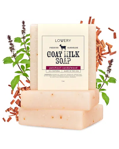 Lovery Pack Of 3 Patchouli Sandalwood Handmade Goat Milk Soap Bars In Pink