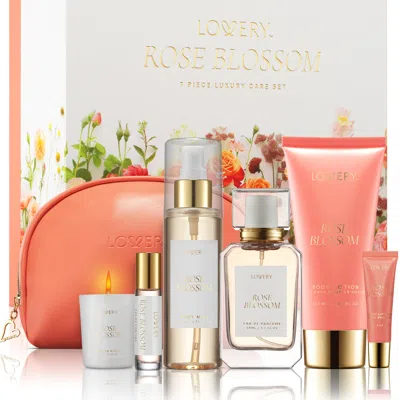 Lovery Rose Blossom Bath And Body Care Fragrance Set, 8pc. Luxury Gift Set With Cosmetic Bag In Multi