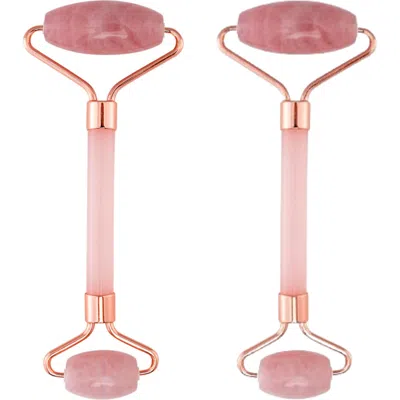 Lovery Rose Quartz Facial Roller 2-pack In Pink