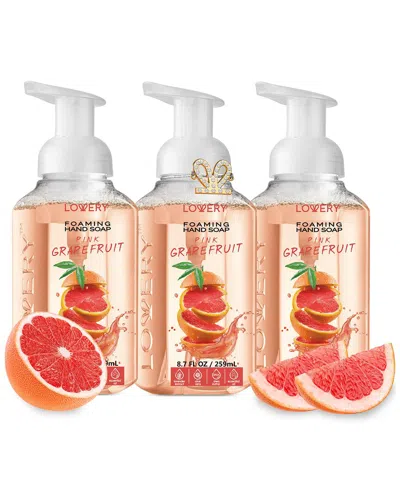 Lovery Set Of 3 Foaming Hand Soaps In Pink Grapefruit, Moisturizing Aloe Vera