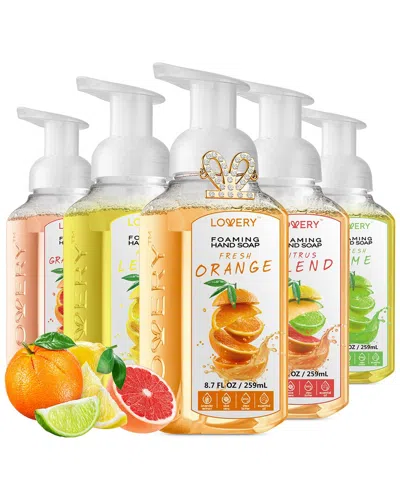 Lovery Set Of 5 Foaming Hand Soaps In Citrus Scents In Transparent