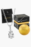 Lovery Sterling Silver Necklace With Pouch, Bath Bomb & Gift Box In Tear Drop Cubic Zirconium