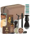 Lovery Ultimate Beard Shaving Kit Wrapped In A Luxury Brown Leather Bag In Brown