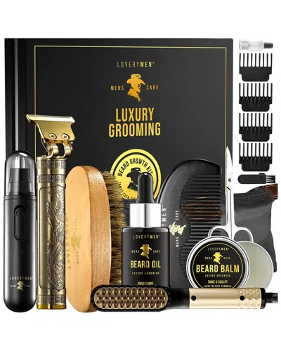 Lovery Ultimate Luxury Mens Beard Grooming Kit 9pc Gift Set In Black