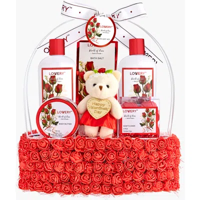 Lovery Valentine's And Holiday Spa Gift Basket In Red Rose Scented