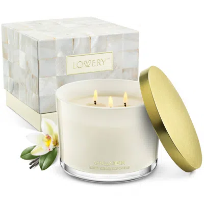 Lovery Vanilla Bean Home Candle Gift Set, 3 Wick Deluxe Soy Candles, 13oz