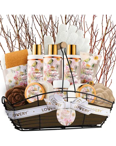 Lovery Vanilla Coconut Bath And Body Gift Set, 13pc Home Spa Birthday Basket In Floral