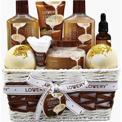 Lovery Vanilla Coconut Home Spa Gift Basket In Brown