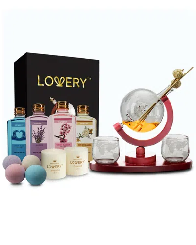 Lovery Whiskey Wine Globe Decanter & Spa Essentials Gift Set, 20pc Aromatherapy In Multi