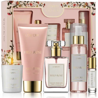 Lovery Wild Rose Bath And Body Care Fragrance Set, Luxury Gift Set With Soy Candle And More In Multi
