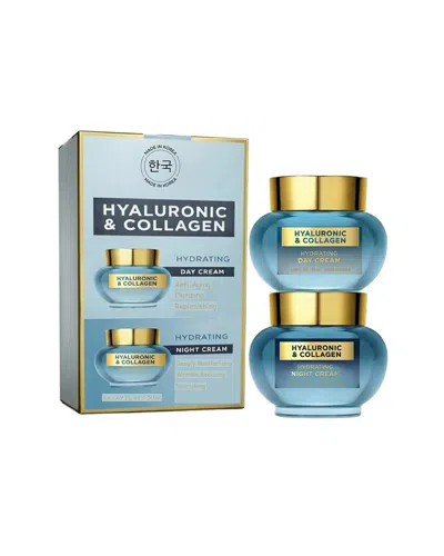 Lovery Women's Korean Skincare Hyaluronic Collagen Day & Night Cream Set -brightening And Hydration  In Blue