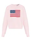 Loveshackfancy Ty Intarsia Flag Cotton Crewneck Sweater In Pink