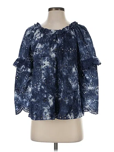 Pre-owned Loveshackfancy 3/4 Sleeve Blouse In Blue