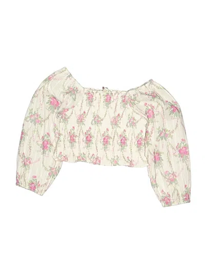 Loveshackfancy Kids' 3/4 Sleeve Blouse In Pink