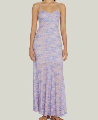 Pre-owned Loveshackfancy $375  Women Purple Zaya Floral Fit-&-flare Maxi Dress Size L
