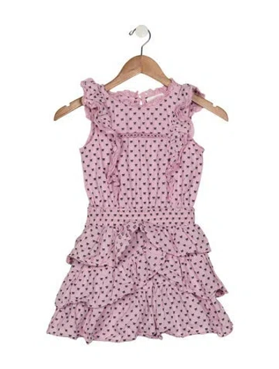Pre-owned Loveshackfancy Kids' 8-9y Girl Bows And Ruffled  Dress In Black/pink