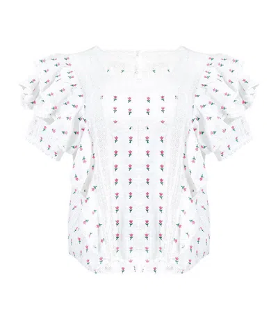 Loveshackfancy Abella Top Garden Multi In White