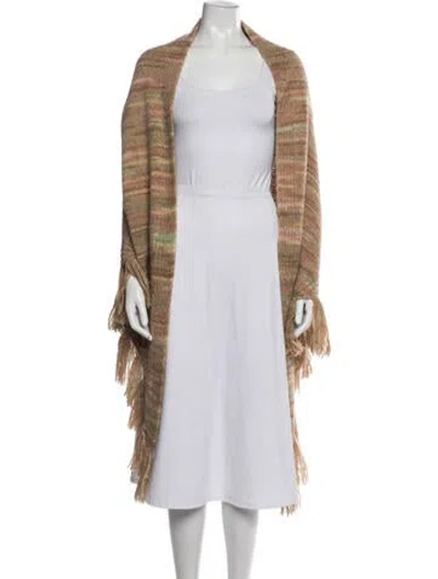 Pre-owned Loveshackfancy Acrylic Striped Shawl In Brown
