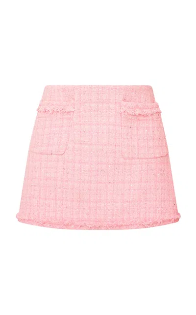 Loveshackfancy Adalena Tweed Mini Skirt In Pink Spritz