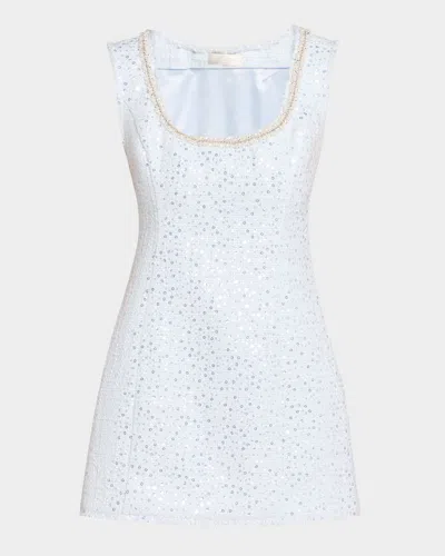Loveshackfancy Adelaine Sequined Tweed Mini Dress In White