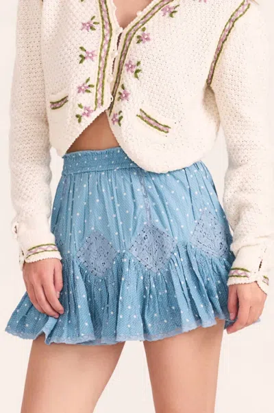 Loveshackfancy Adia Embroidered Cotton Miniskirt In Blue