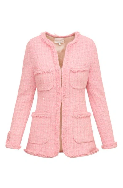 Loveshackfancy Adrina Sequin Tweed Jacket In Pink Spritz
