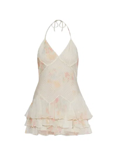Loveshackfancy Adrinette Tiered Ruffled Mini Dress In Neutral