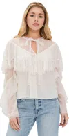 Loveshackfancy Afton Blouse Ivory In Ivory