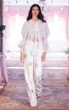 Loveshackfancy Afton Lace-trimmed Silk Chiffon Top In Ivory