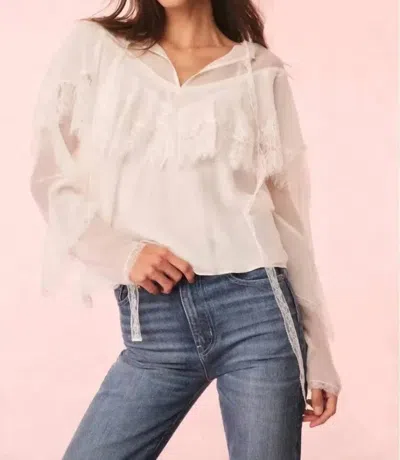 Loveshackfancy Afton Silk Lace Blouse In Ivory