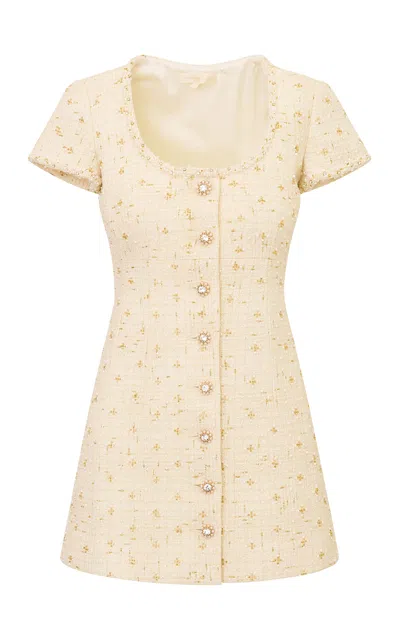 Loveshackfancy Ahava Tweed Mini Dress In Neutral