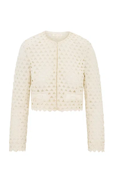 Loveshackfancy Alaya Crocheted Cotton Jacket In White
