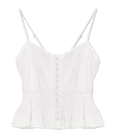 Loveshackfancy Aleni Lace Peplum Top In White