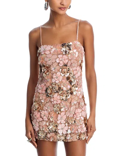 Loveshackfancy Aleria Sequined Mini Dress In Gold