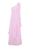 Loveshackfancy Alliara Asymmetric Rayon Maxi Dress In Purple